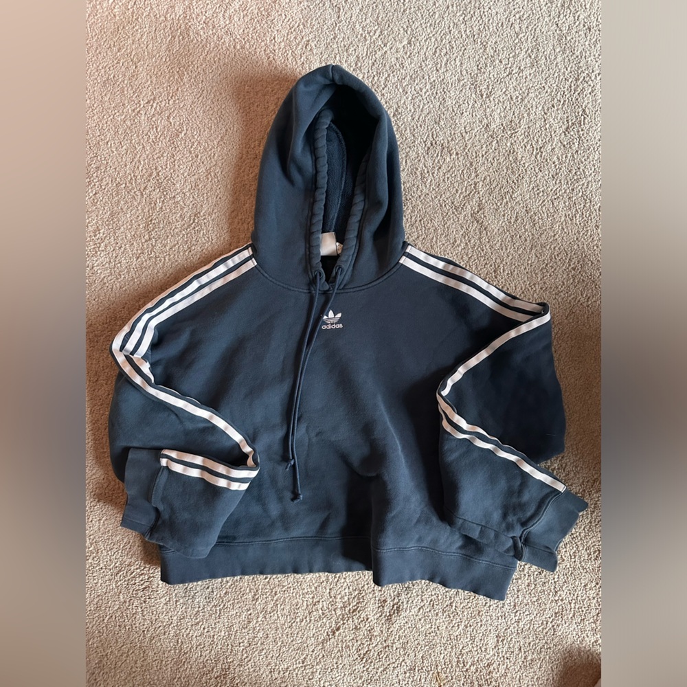 Blue adidas cropped hoodie